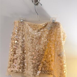 EUC J. Crew Champagne Sequin Mini Skirt